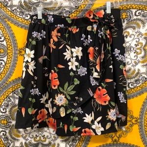 Black floral wrap skirt
